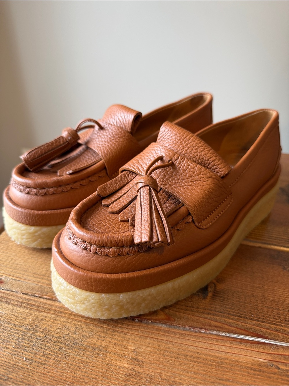 Chloe Jamie Tasseled Leather Loafers Platform